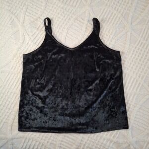 Colleen‎ Lopez Women's Size Large Black Velvet V Neck Cami Tank Top